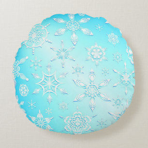 Almofada Redonda Padrão Crystal Snowflakes