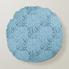 Almofada Redonda Padrão de alfabetos 01 BW.w Lblue BG