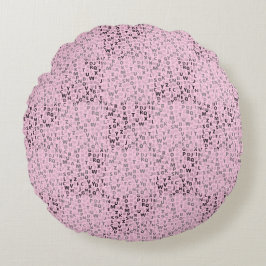 Almofada Redonda Padrão de alfabetos 01 BW.w LPink BG