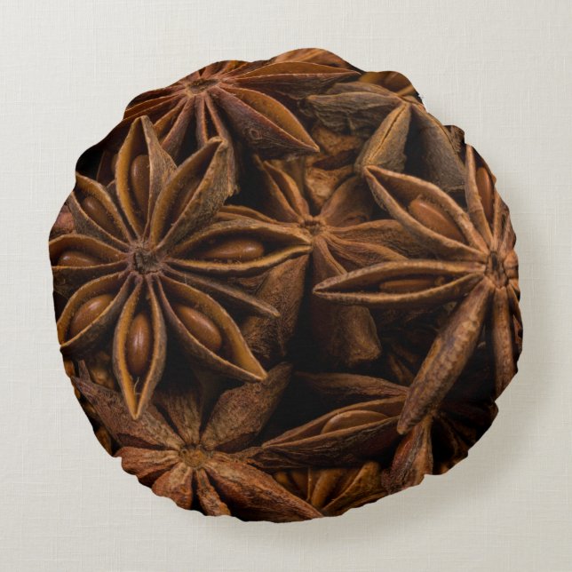 Almofada Redonda Padrão de Anise Stars (Verso)