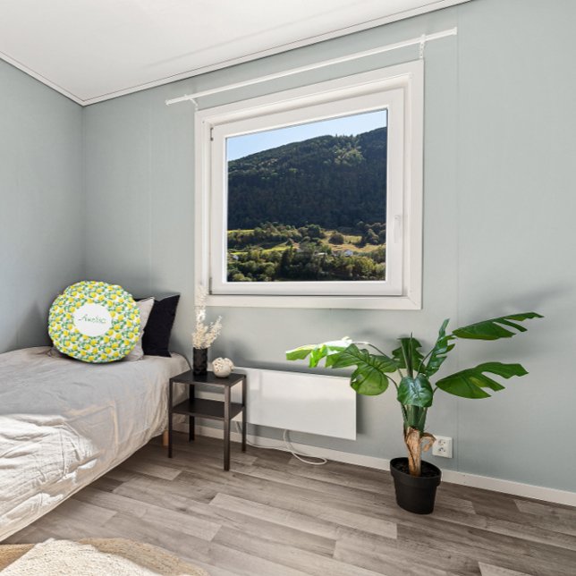 Almofada Redonda Padrão de aquarela de limão simples (Criador carregado)