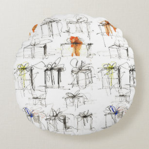 Almofada Redonda Padrão de caixas de presente de abstrato
