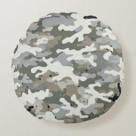 Almofada Redonda Padrão de Camuflagem Militar de Inverno