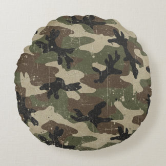 Almofada Redonda Padrão de Camuflagem Militar Retro