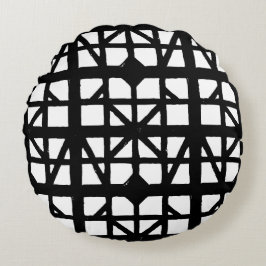 Almofada Redonda Padrão de Casa Meia-Timberada na Alemanha Preta e 