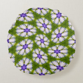Almofada Redonda Padrão de Cornflorins Branco