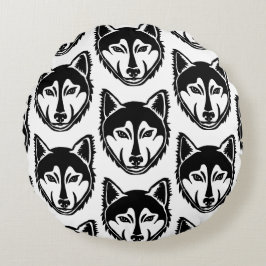 Almofada Redonda Padrão de corte Lino do retrato preto e branco do 