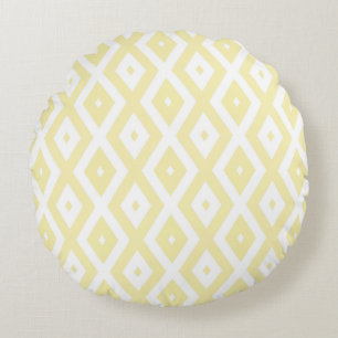 Almofada Redonda Padrão de diamante amarelo pálido e branco