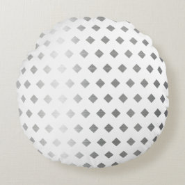 Almofada Redonda Padrão de Diamante Branco de Cinzas Prateadas Deco