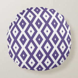 Almofada Redonda Padrão de diamante ultra violeta e branco