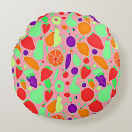 Almofada Redonda Padrão de Espectro Colorido e Frutífero