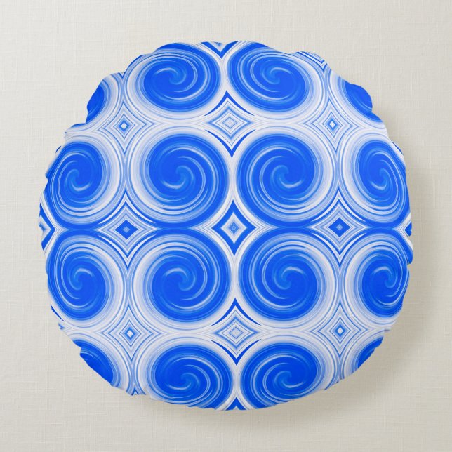 Almofada Redonda Padrão de espiral de abstrato nº 42 (Frente)