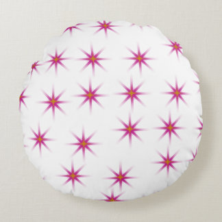 Almofada Redonda Padrão de estrelas brilhantes neon-rosa