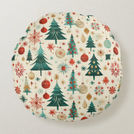 Almofada Redonda Padrão de Festas de Inverno Festivas
