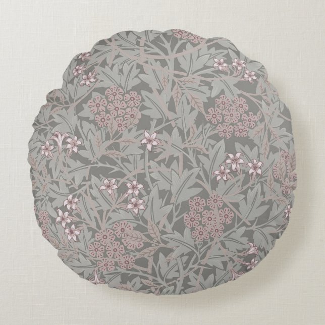 Almofada Redonda Padrão de Flor de Jasmim de William Morris (Frente)