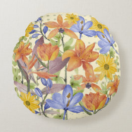 ALMOFADA REDONDA PADRÃO DE FLOR DE LARANJA