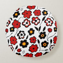 Padrão de Flor Vermelho, Preto e Branco