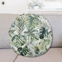 Padrão de Folhas de Floresta Tropical Verde Aquare
