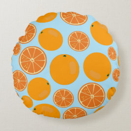 Almofada Redonda Padrão de Fruta laranja