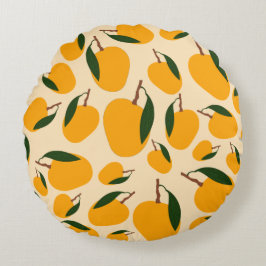Almofada Redonda Padrão de Fruta Mango Summer