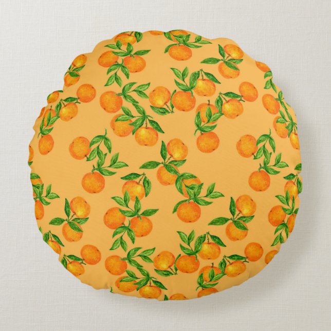 Almofada Redonda Padrão de fundo sem costura desenhado à mão inspir (Frente)