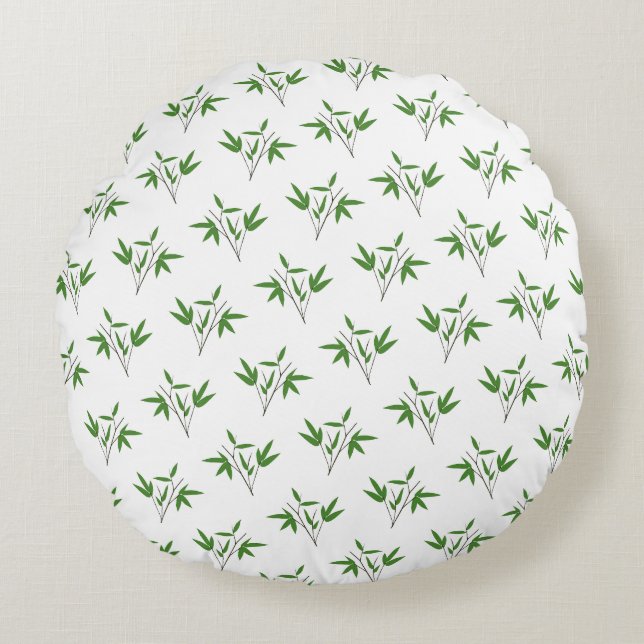 Almofada Redonda Padrão de galhos de bambu (Frente)