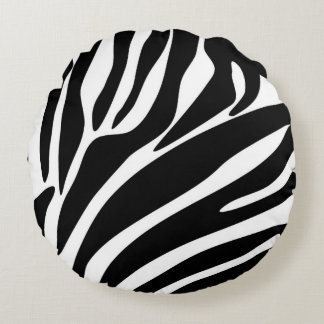 Almofada Redonda Padrão de Impressão de Zebra Negra