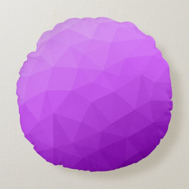 Almofada Redonda Padrão de malha geométrica gradiente de lavanda ro (Frente)