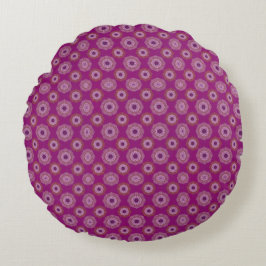 Almofada Redonda Padrão de Mandala Roxo Boho Reversible