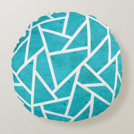 Almofada Redonda Padrão de mosaico azul-esverdeado e branco