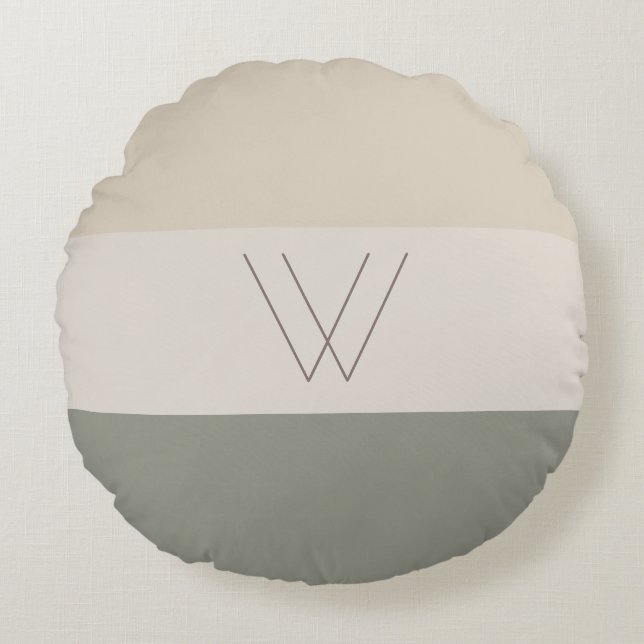 Almofada Redonda Padrão de Na moda inicial Elegante monograma (Frente)