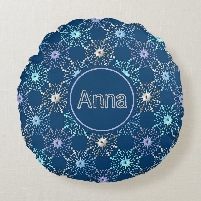 Almofada Redonda padrão de natal. texto.  (Frente)