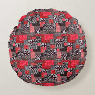 Almofada Redonda Padrão de Patchwork Sem Costura Vintage