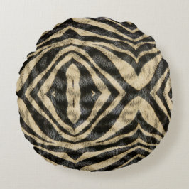 Almofada Redonda Padrão de Pelo de Zebra Exótico da Moda Estampa de