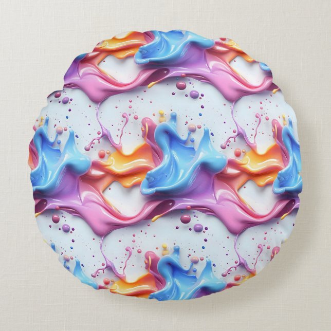 Almofada Redonda Padrão de pintura giratória (Frente)