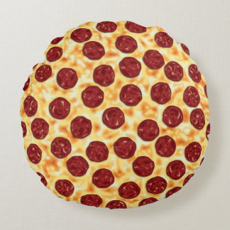 Almofada Redonda Padrão de Pizza de Pepperoni