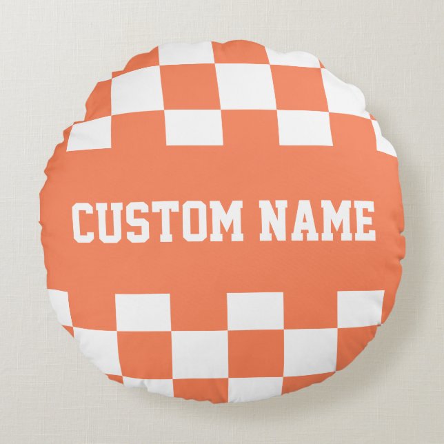 Almofada Redonda Padrão de quadro de verificação (Frente)