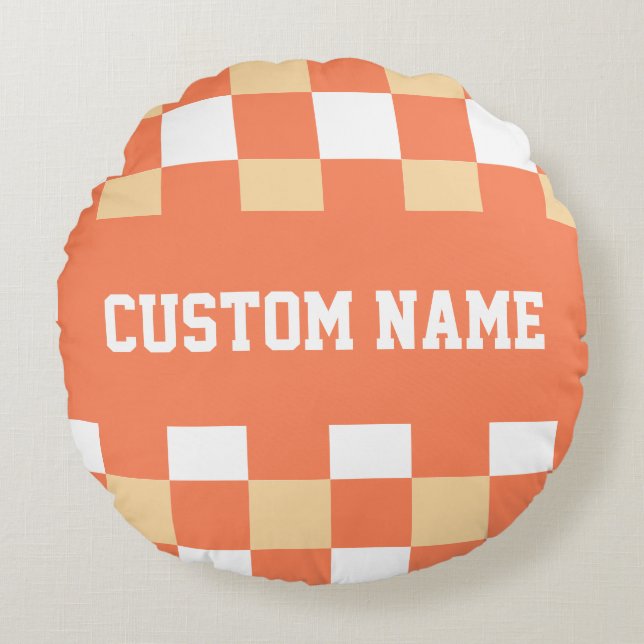 Almofada Redonda Padrão de quadro de verificação (Frente)