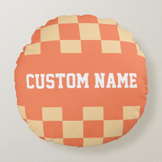 Almofada Redonda Padrão de quadro de verificação (Frente)