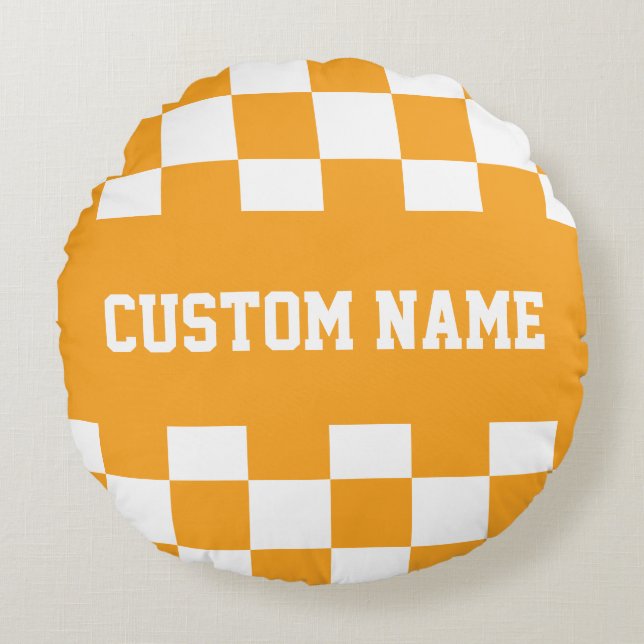Almofada Redonda Padrão de quadro de verificação (Frente)