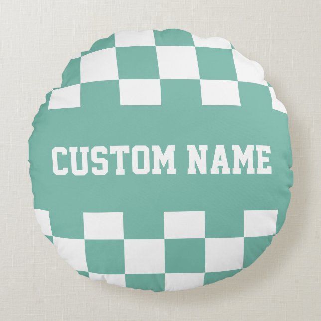 Almofada Redonda Padrão de quadro de verificação (Frente)