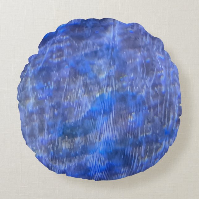 Almofada Redonda Padrão de Rock Aquático (Frente)