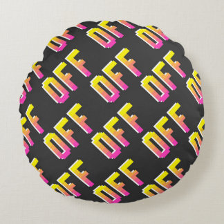 Almofada Redonda Padrão de sinais de pixel de safra sem costura. Co