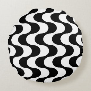 Almofada Redonda Padrão de Stripe Op-Art de estilo onda retroativo