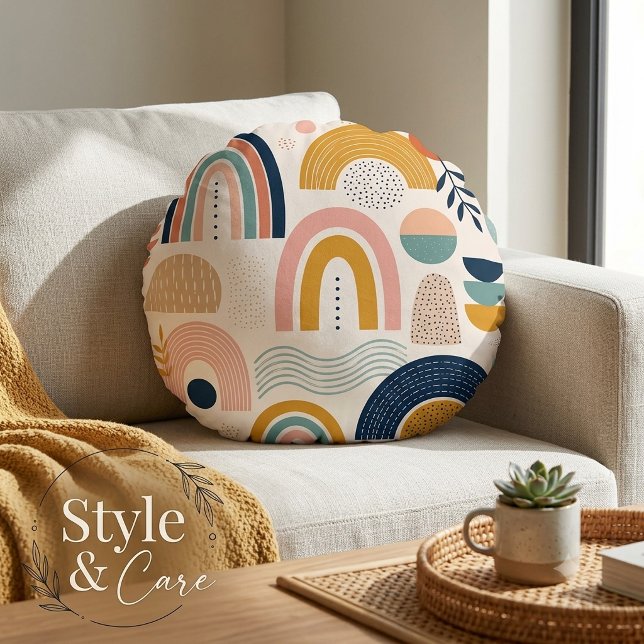 Almofada Redonda Padrão de Superfície Abstrata Arco de Prisma Paste (Pastel Prism Arc Abstract Surface Pattern Round Pillow)