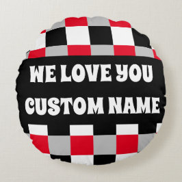 Almofada Redonda Padrão de tabuleiro de xadrez editável