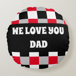 Almofada Redonda Padrão de tabuleiro de xadrez editável