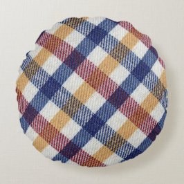 Almofada Redonda Padrão de Tartan multicolorido