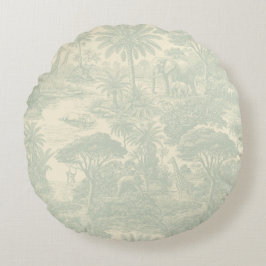 Almofada Redonda Padrão de Toalete de Selva Design Cênico Tropical
