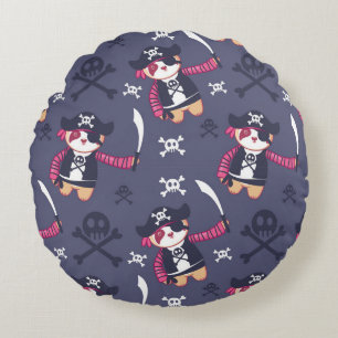 Almofada Redonda Padrão de Urso Panda Pirata Bonito